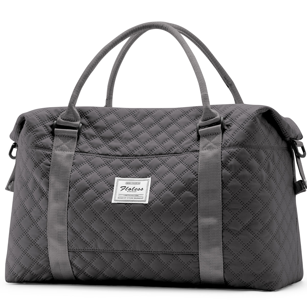 HYC00 Grid Travel Duffel Bag,Carry-on Overnight Weekender Bags for Women,Sports Tote Gym Bag with Wet Pocket