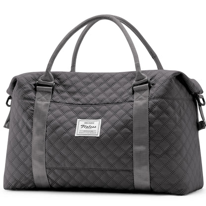 HYC00 Grid Travel Duffel Bag,Carry-on Overnight Weekender Bags for Women,Sports Tote Gym Bag with Wet Pocket