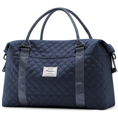 HYC00 Grid Travel Duffel Bag,Carry-on Overnight Weekender Bags for Women,Sports Tote Gym Bag with Wet Pocket