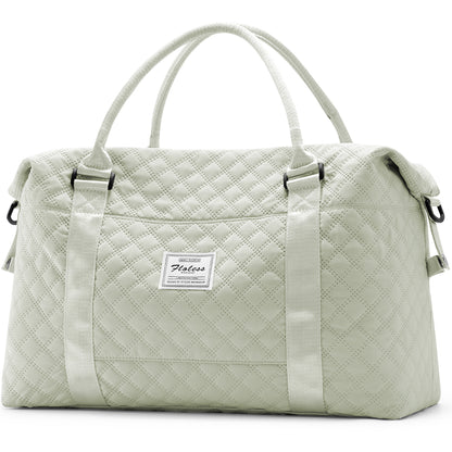 HYC00 Grid Travel Duffel Bag,Carry-on Overnight Weekender Bags for Women,Sports Tote Gym Bag with Wet Pocket