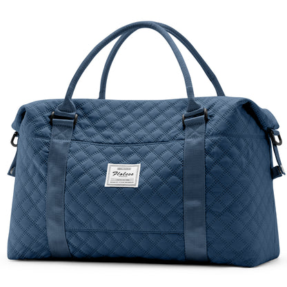 HYC00 Grid Travel Duffel Bag,Carry-on Overnight Weekender Bags for Women,Sports Tote Gym Bag with Wet Pocket